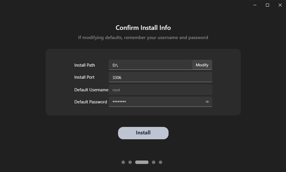 Confirm Install Info
