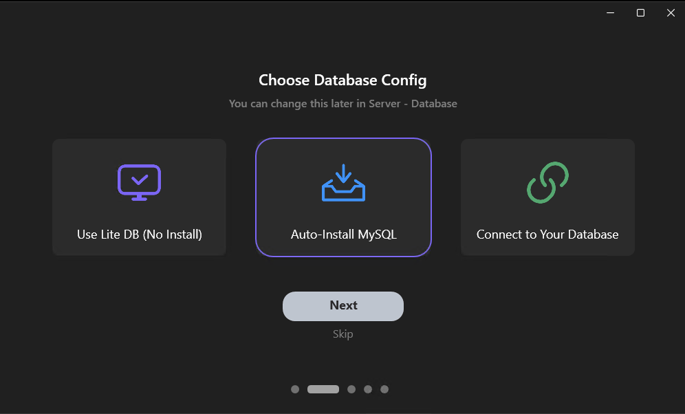 Choose Database Config