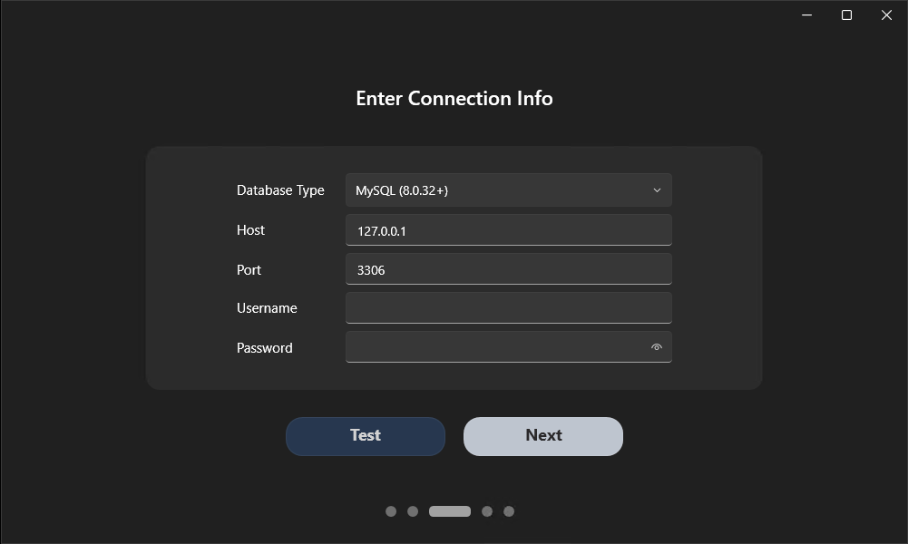 Enter Connection Info