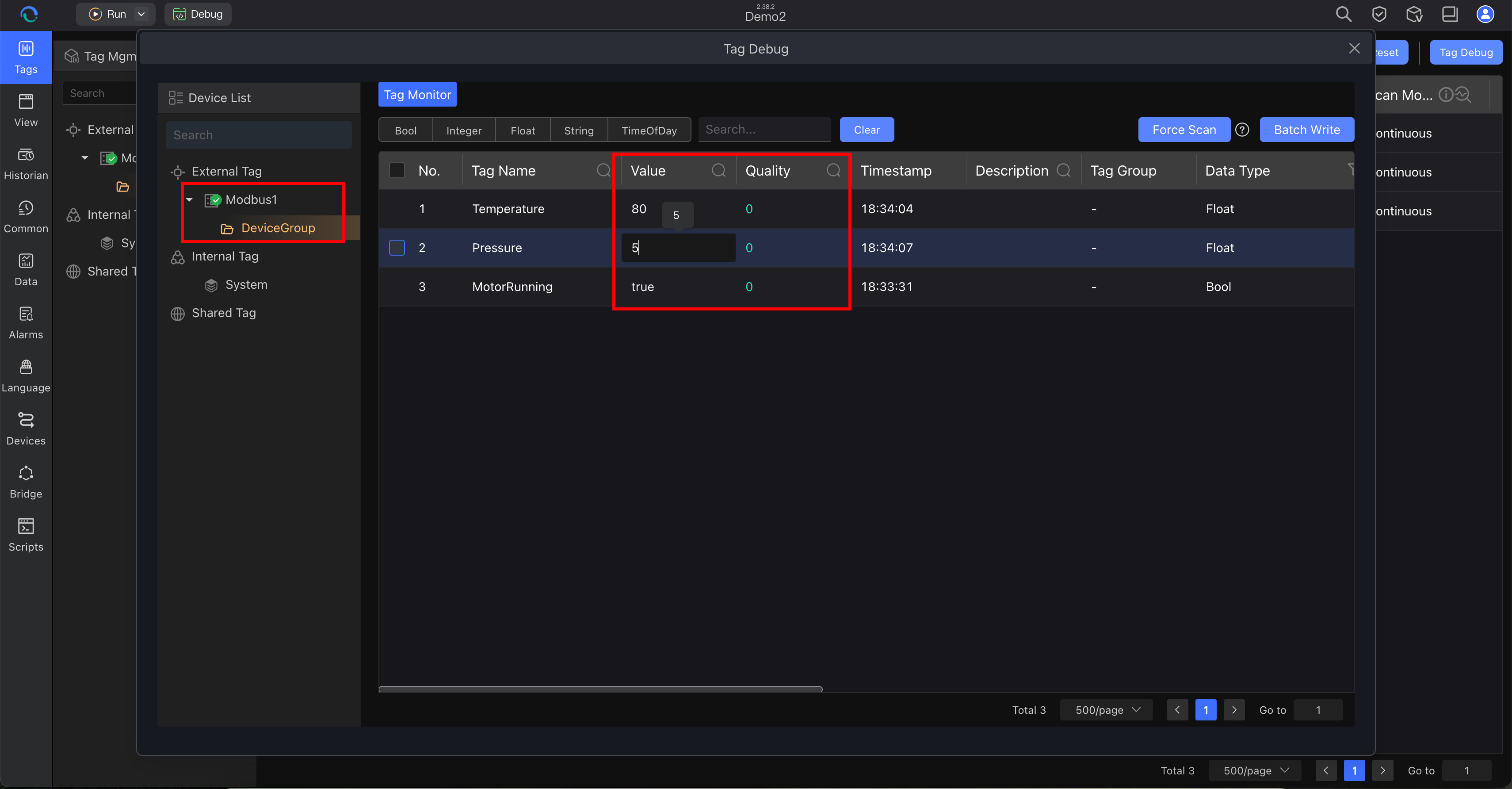 Tag Debug with Static Simulation